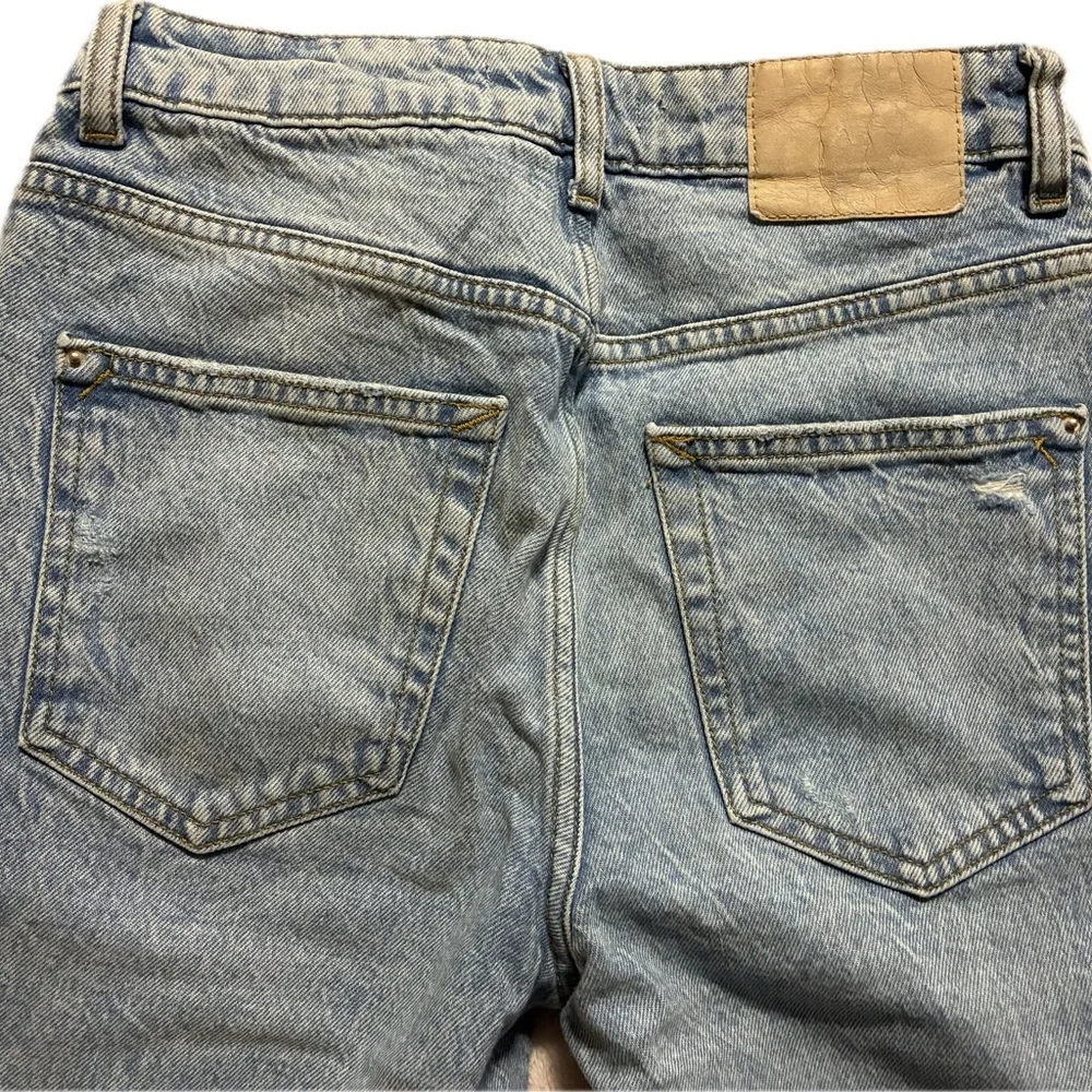 Zara Acid Wash Distressed Straight Leg Jeans – Size 6 - Picture 3 of 6